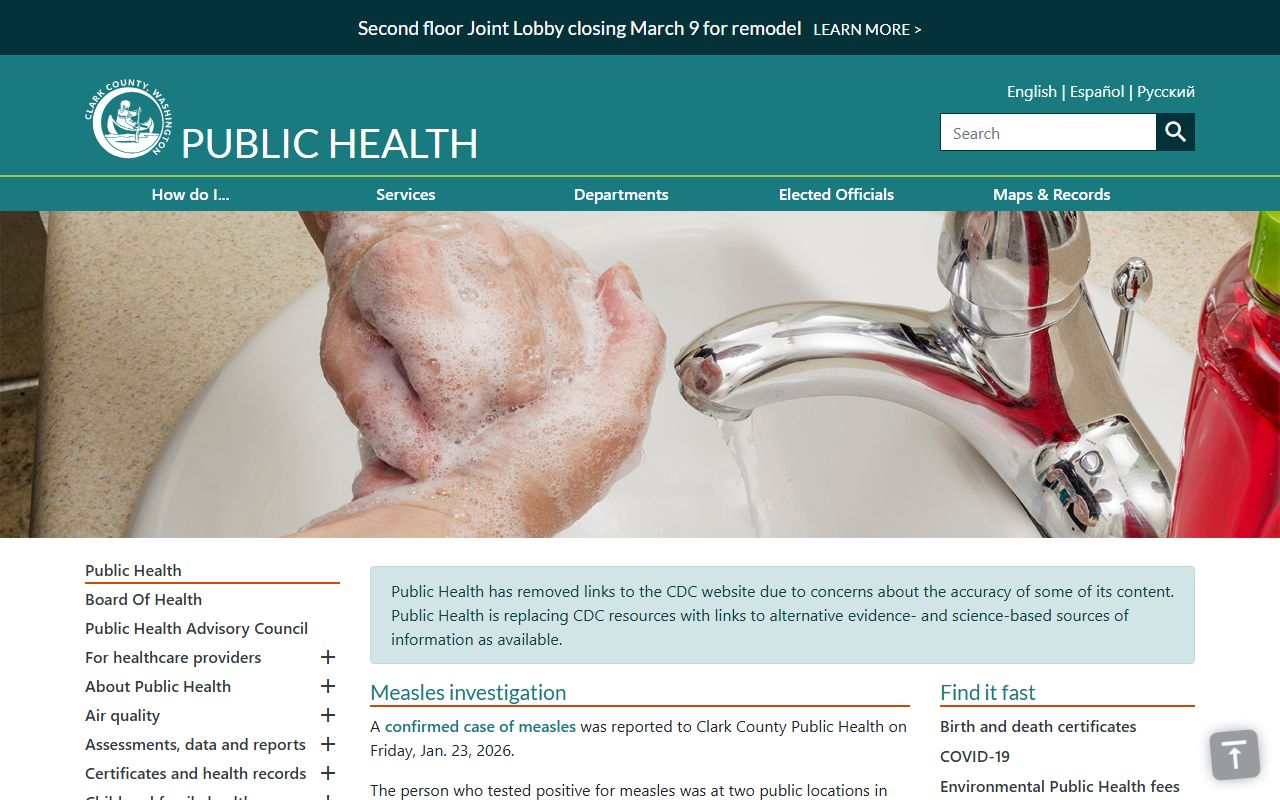 Camas Washington death records Clark County public health