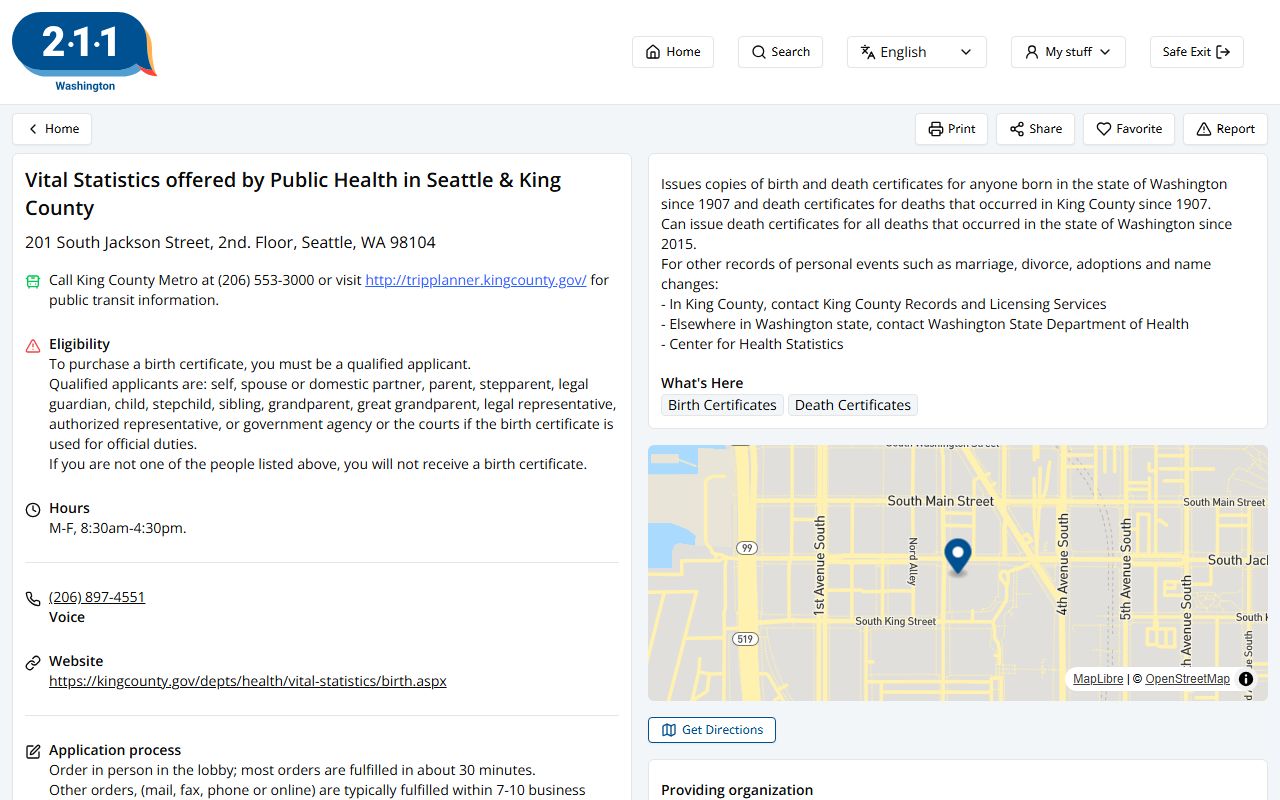 Des Moines Washington death records King County Vital Statistics