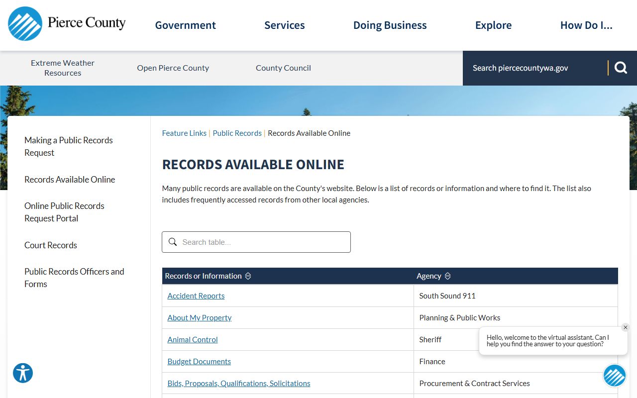 Spanaway Pierce County death records online portal