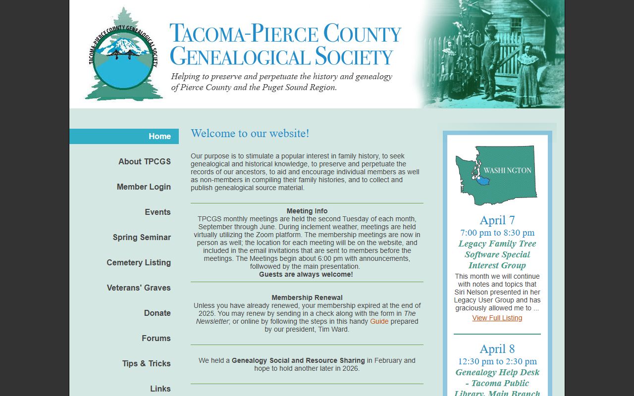 Tacoma Pierce County Genealogical Society death records resources