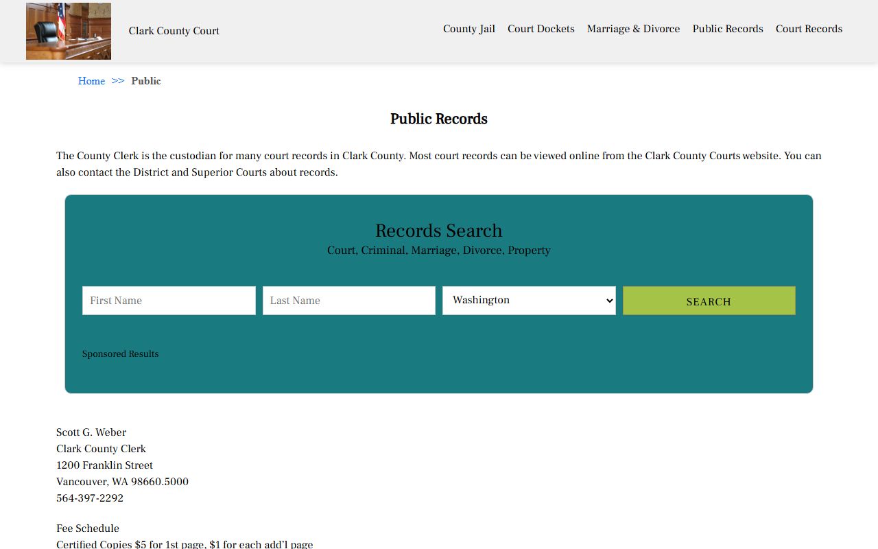 Clark County Court public records portal for Vancouver death-related court records