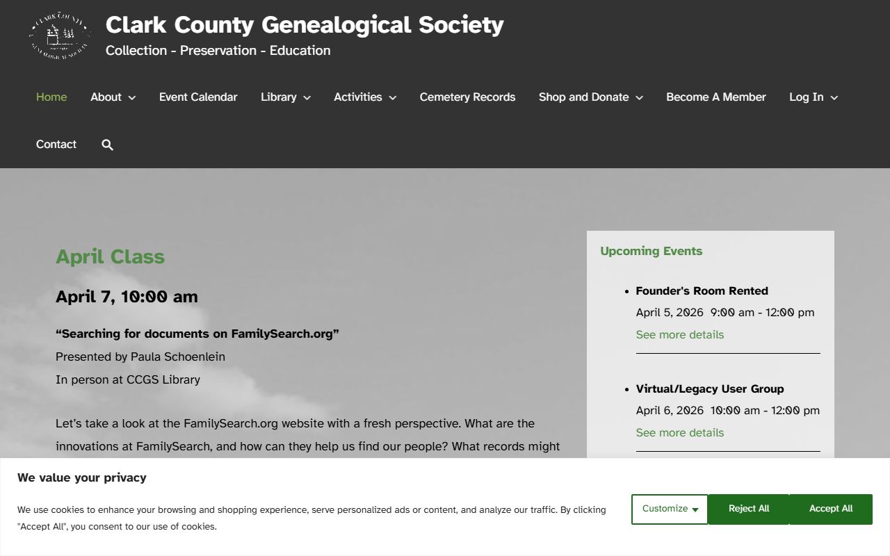 Clark County Genealogical Society Washington death records research