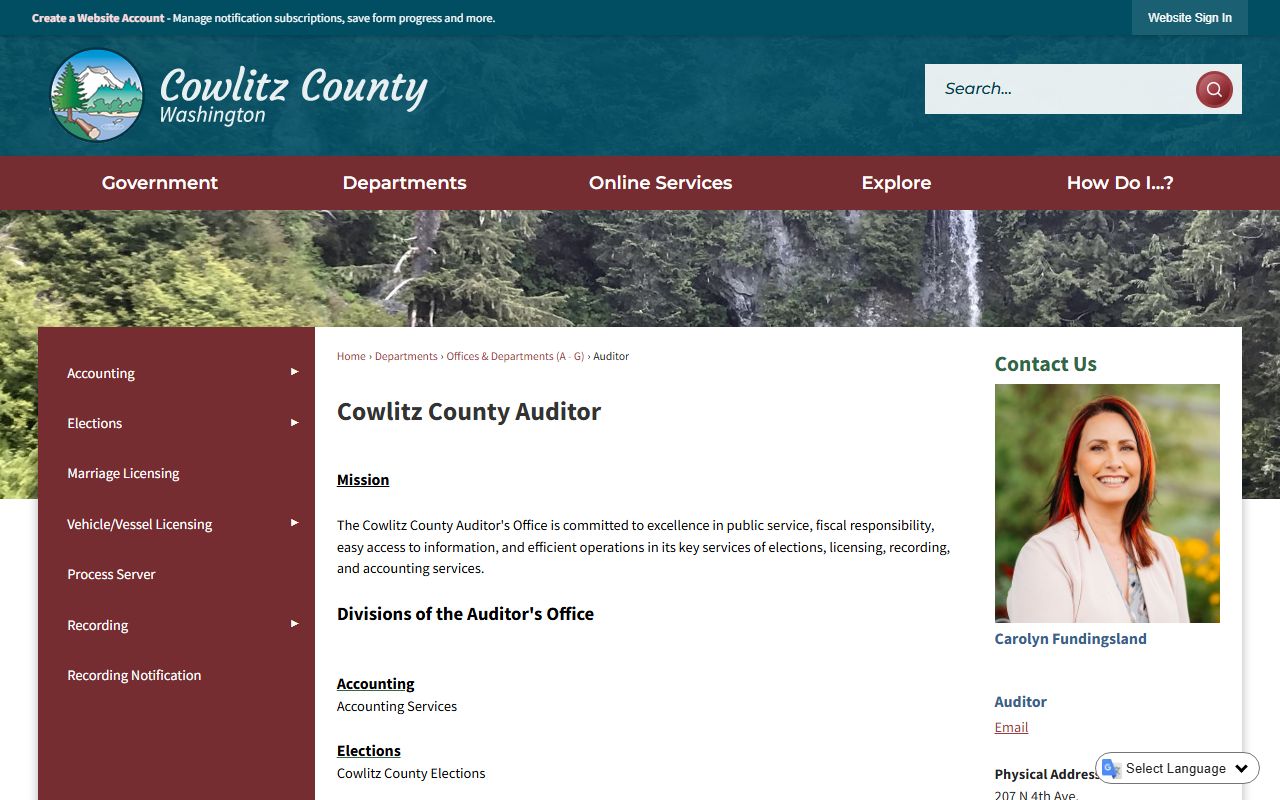 Cowlitz County Auditor office Kelso Washington death records