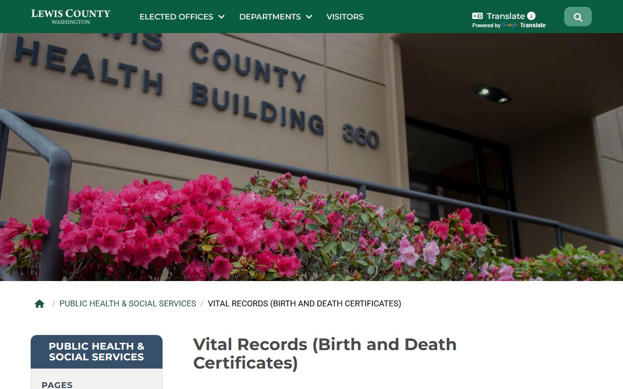 Lewis County Public Health vital records death records