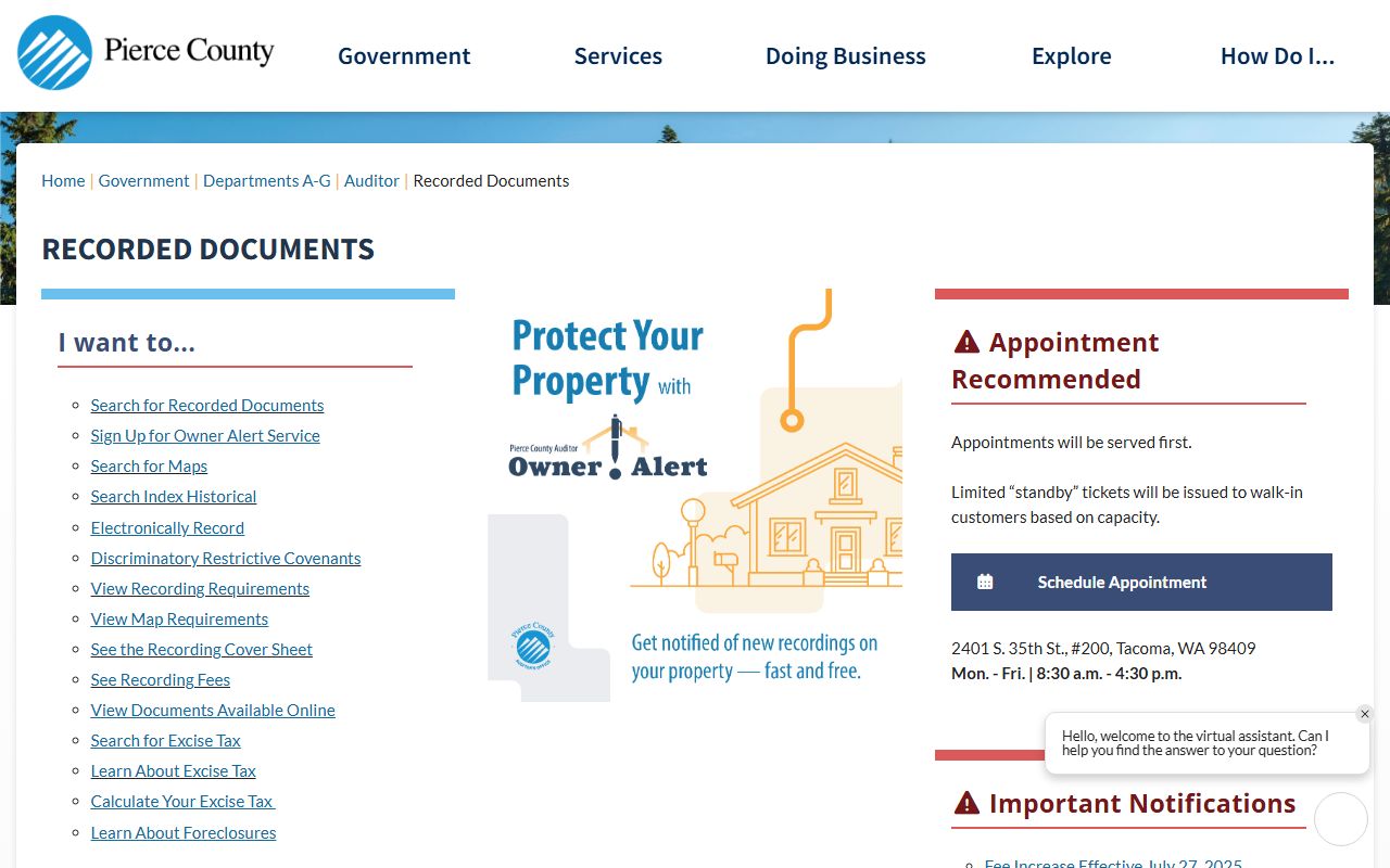 Pierce County Washington death records - Pierce County Auditor recorded documents