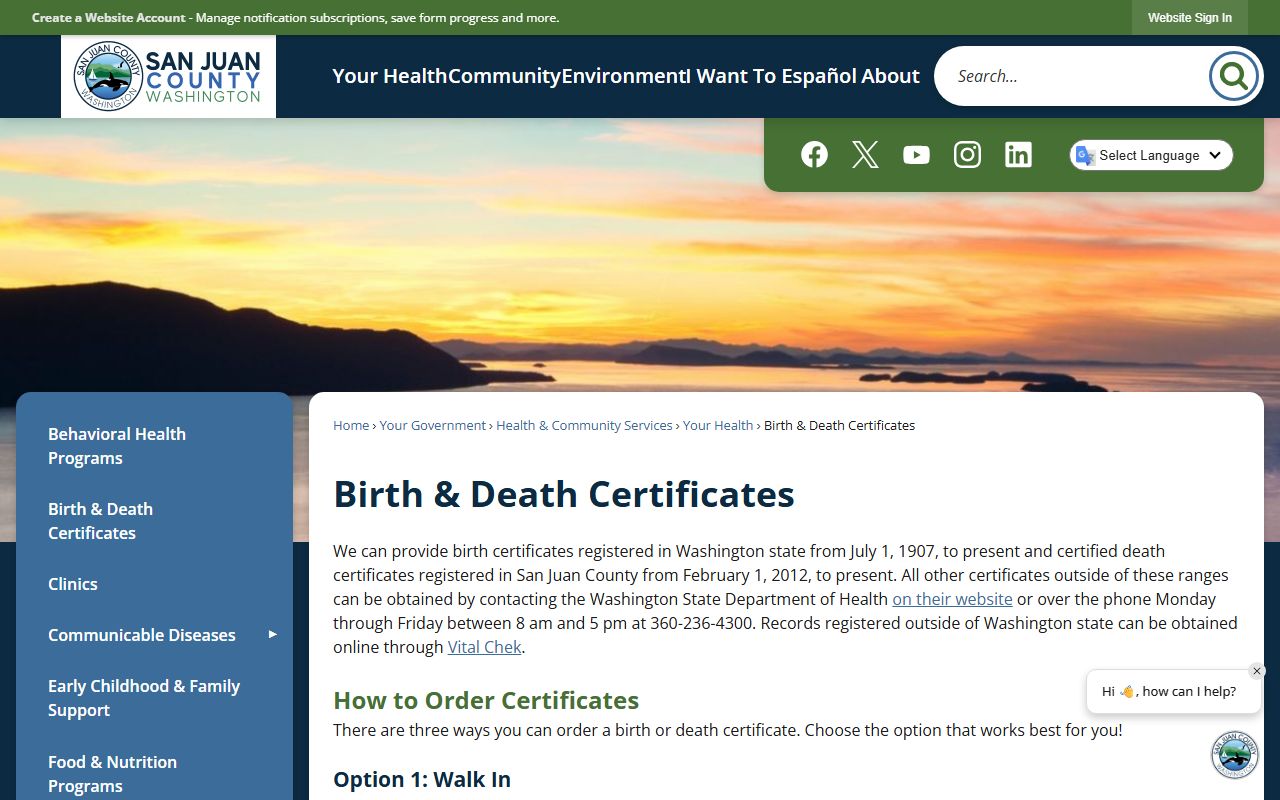 San Juan County Washington death records - San Juan County Health Department