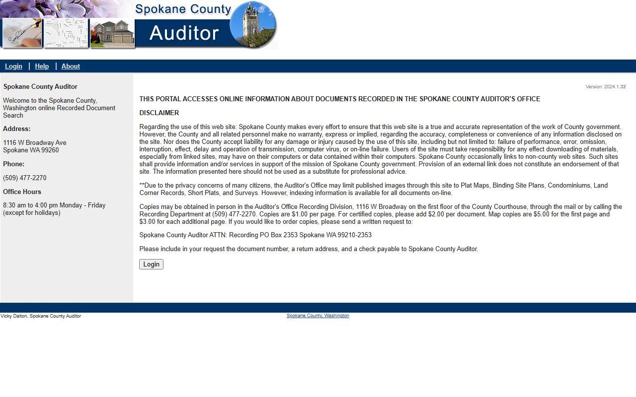 Spokane County Auditor recording division for historical death and estate records